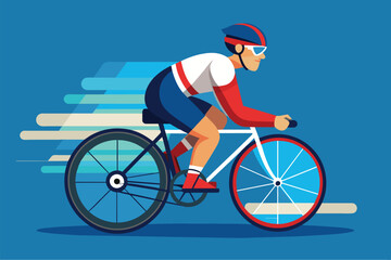 Obraz premium A man in a bike racing down a busy road in the city, Paralympic cycling Customizable Disproportionate Illustration