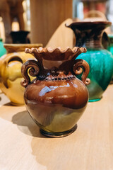 Different decorative ceramic pottery glazed vases