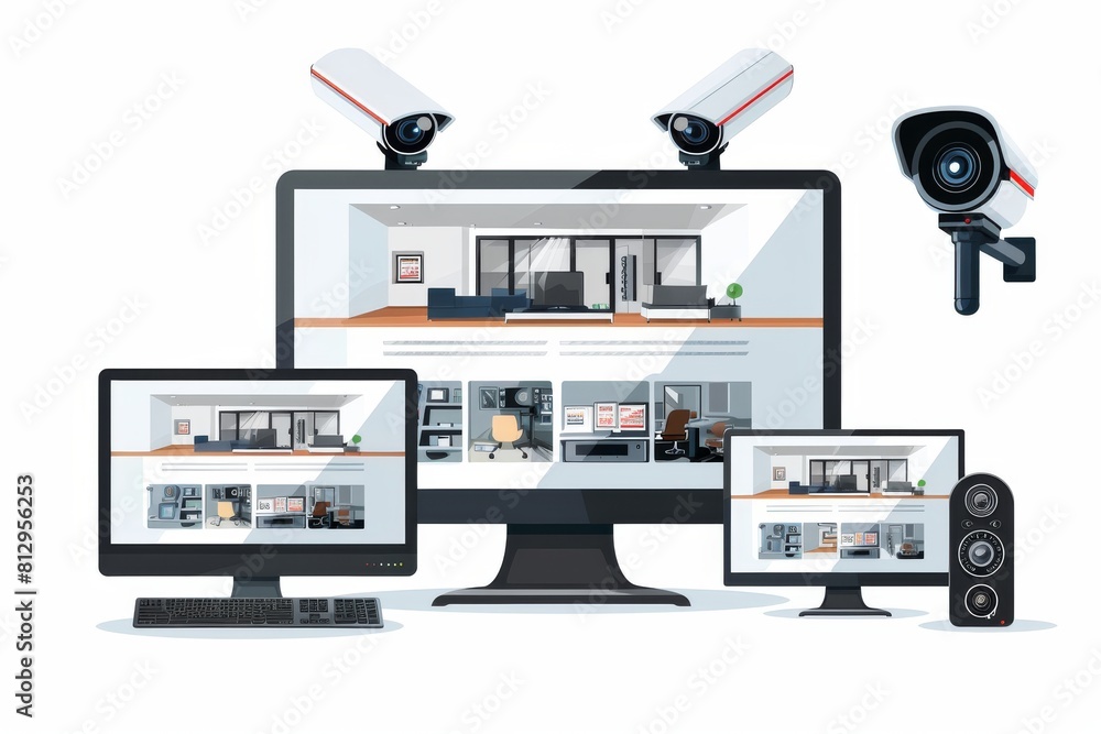 Poster family safety is secured by using security cameras with voice enabled security, monitoring hazards a