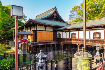 Shinobazu pond and Benten Hall Temple in Ueno, Tokyo, Japan