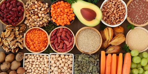 Selecting High-Fiber Vegan Ingredients for Cooking. Concept Vegan Cooking, High-Fiber Ingredients, Plant-Based Diet, Nutrient-Rich Foods