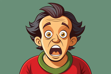 A customizable cartoon illustration of a man with a surprised expression on his face, Startled Customizable Cartoon Illustration