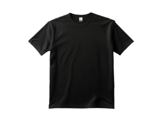 Black blank t-shirt front view on a transparent background, clothes on isolated Png background. Png white T shirt