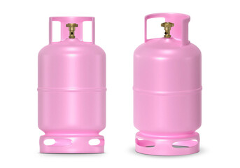 pink gas tanks isolated on white background