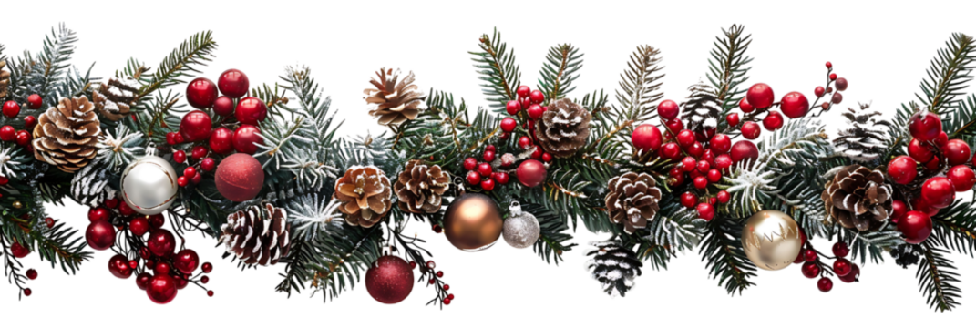 Christmas border design on transparent background