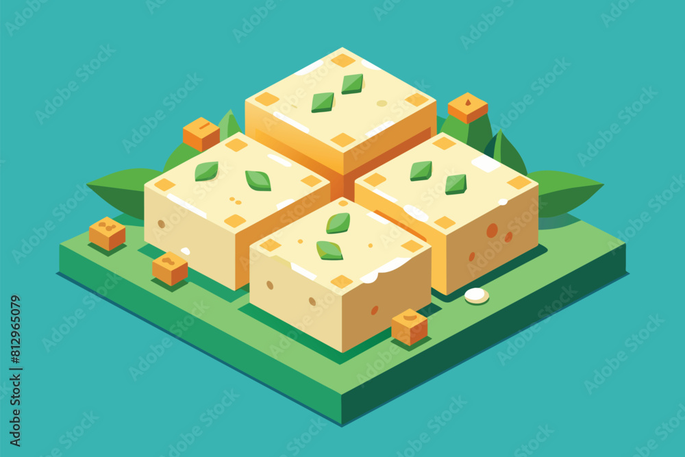 Poster assorted food items neatly arranged on top of a table in a well-organized manner, tofu customizable 