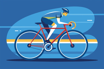 A man riding a bike on a city street with buildings in the background, Track cycling Customizable Disproportionate Illustration
