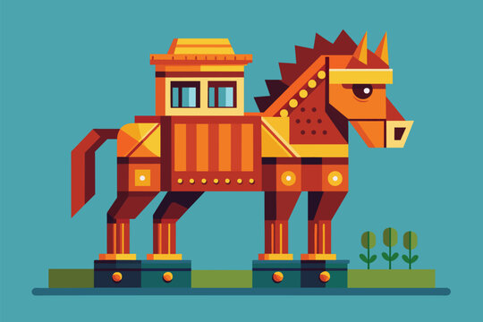 Cutout of a horse made of paper against a blue backdrop, Trojan horse Customizable Disproportionate Illustration