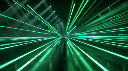 Abstract green light beams representing clean, renewable energy sources