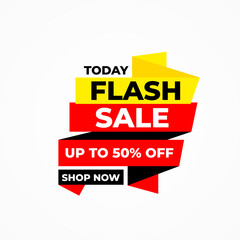 Flash sale banner promotion template with discount tag. limited time offer, Flash Sale banner for web or social media