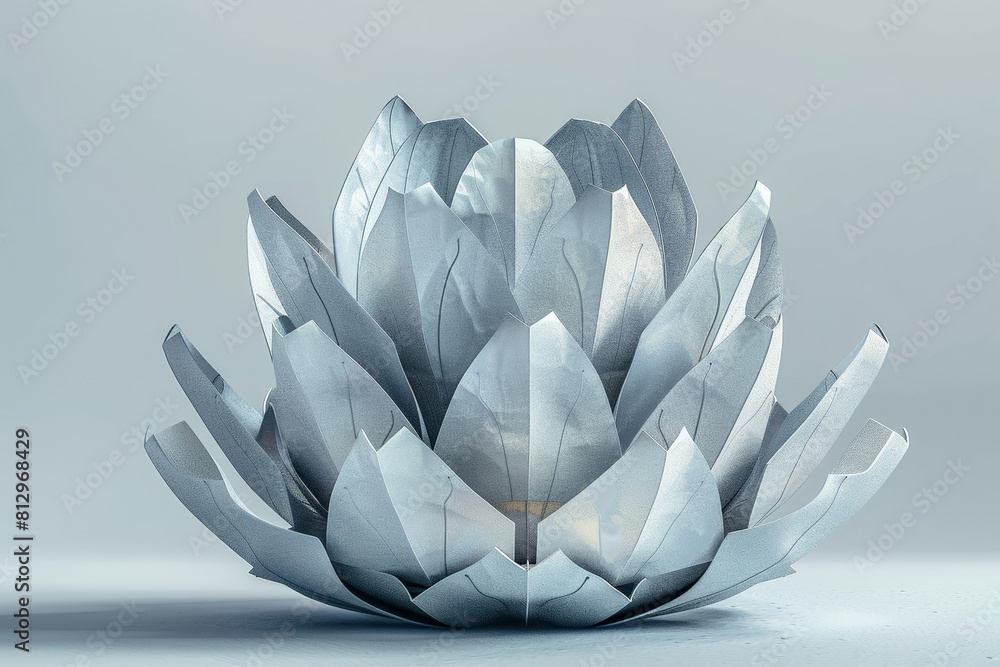 Poster 3d abstract rendering of an artichoke, geometrically deconstructed and reassembled, futuristic desig