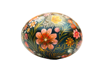 Slavic floral easter egg on transparent background
