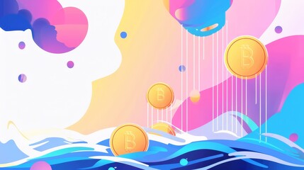 Decentralized finance flat design side view financial autonomy theme water color Triadic Color Scheme