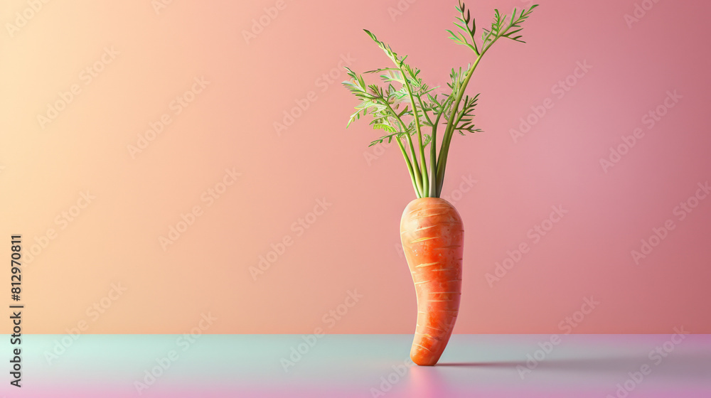 Poster carrot isolated on gradient background with a place for text
