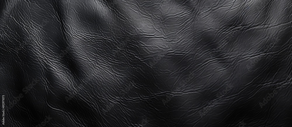 Poster a black full grain leather background with an abstract and authentic cowhide texture suitable for co