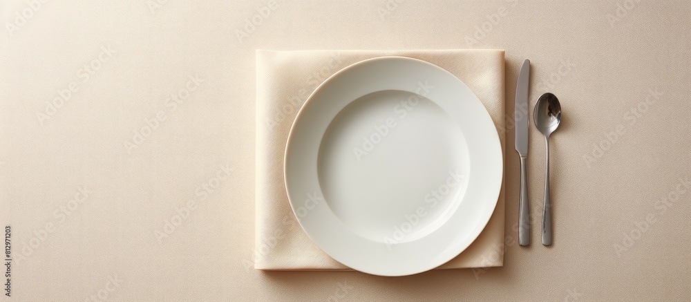 Poster a top down view of a light background with a clean napkin providing ample space for images