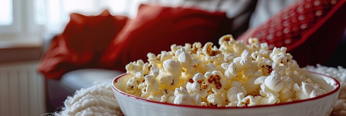 bowl of popcorn ready for movie night in the living room 