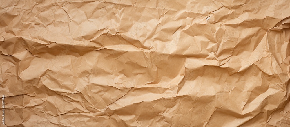 Poster recycled kraft sheet with a brown crumpled paper texture makes for a captivating background with amp