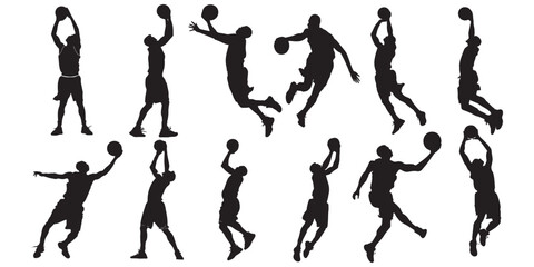Basket ball Player Silhouette Set