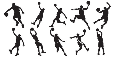 Collection basketball player silhouette. 