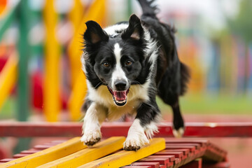 Dogs participating in a friendly agility course, showcasing their skills on International Dog Day 