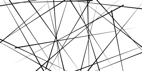 Chaotic abstract line seamless pattern. Random geometric line seamless pattern. Black outline monochrome texture. Vector illustration.
