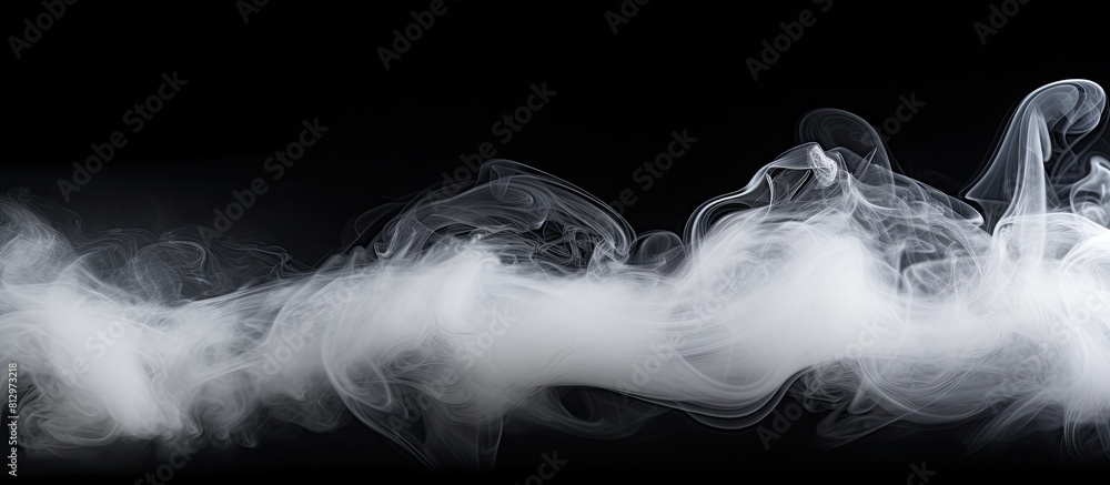 Poster on a black background there is a visually striking image of white steam with copy space