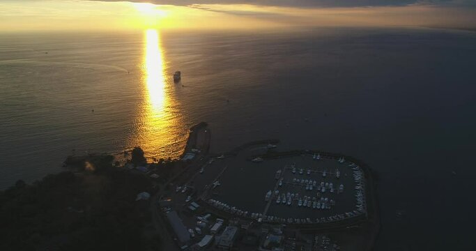Cruise ship at sunset