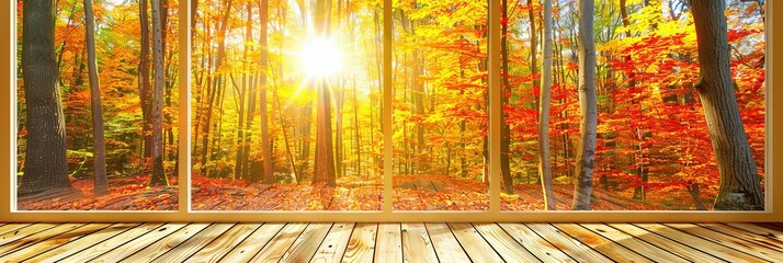 wooden deck in the forest during golden hour