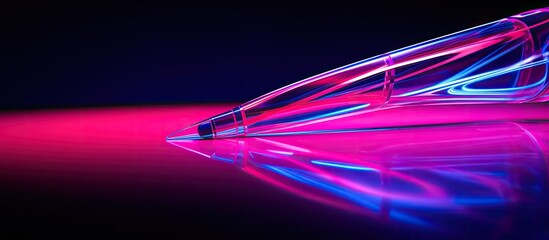 Vibrant large scale isolated neon pink felt tip pen artwork featuring a closeup macro view providing ample vertical copy space in the background - Powered by Adobe