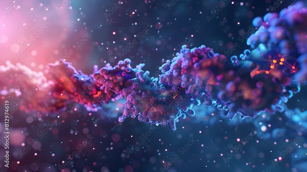 Poster d of insulin binding to its receptor triggering cellular responses in molecular animation