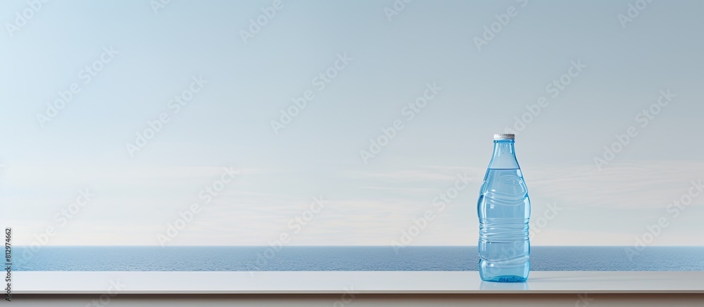 Poster there is a copy space image of a water bottle placed on the table