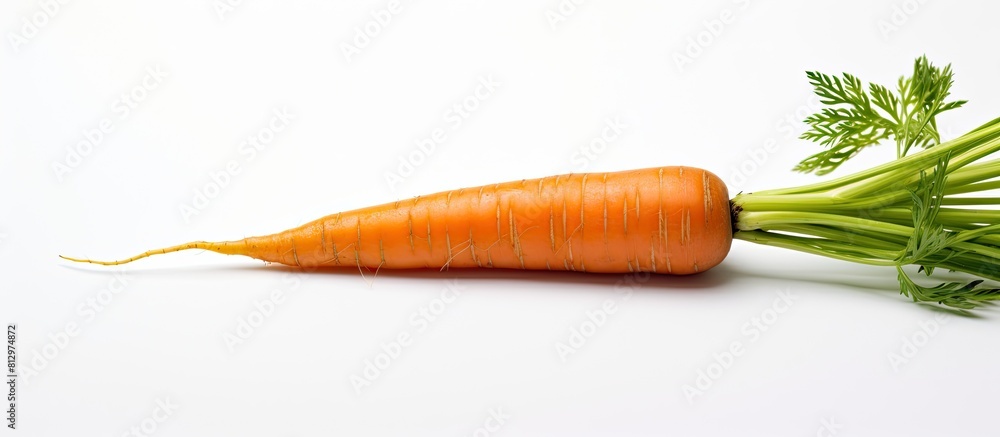 Poster a carrot sits on a white background leaving ample room for text or other elements in the image