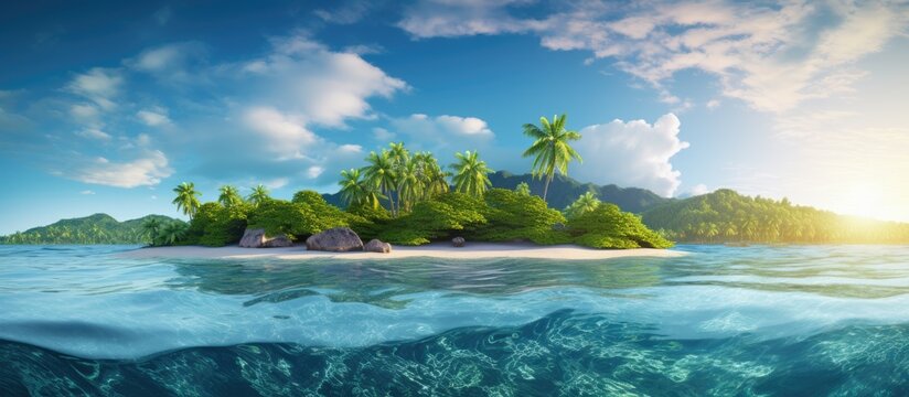 A picturesque tropical island with scenic beauty and ample copy space image