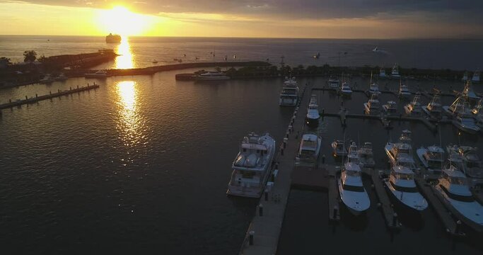 Cruise ship at sunset