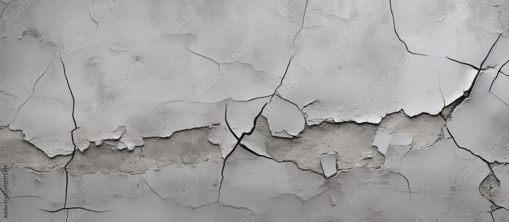 Poster a cracked grey concrete surface displaying visible reinforcement providing ample copy space for imag