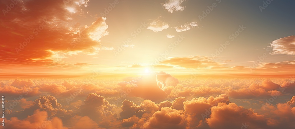 Poster the setting sun hides behind the clouds creating ample space for your design in your work