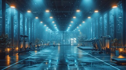 photo of a old gym with neon lights