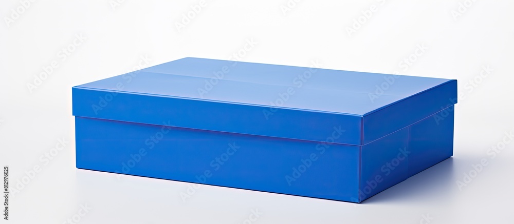Poster a stunning blue paper box placed on a clean white background serving as an ideal package for creativ