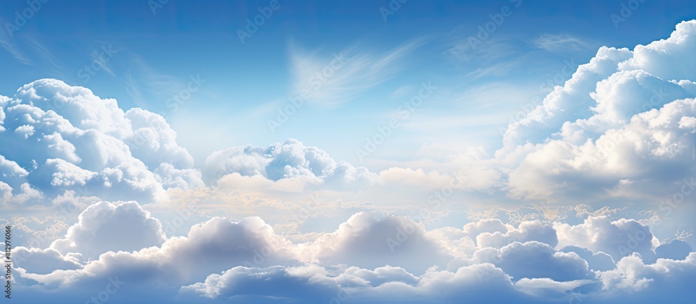Poster a captivating cloudscape with ornamental clouds and a dramatic sky illuminated by soft sunlight this