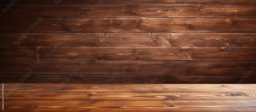 Poster a wooden table with no items on it suitable for creating display montages with copy space image