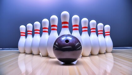 Naklejka premium bowling ball hitting pins 