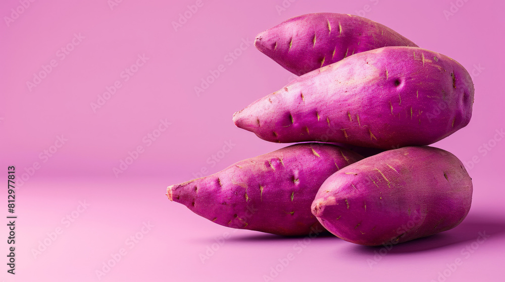 Poster sweet potato isolated on gradient background with a place for text