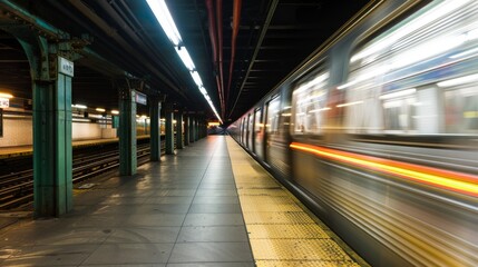 subway train station motion blur