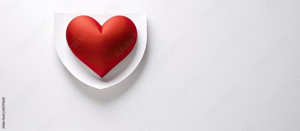 Poster a red paper heart is depicted against a white background with a separation of space around the image