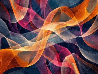 3D render of a retro-style abstract composition, featuring undulating curve lines and bright, bold colors that pop against a dark backgroundcartoon