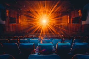 a movie theater with a bright light