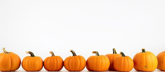 Obraz premium Copy space image of small pumpkins against a white backdrop