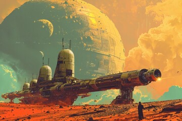 a spaceship on a planet