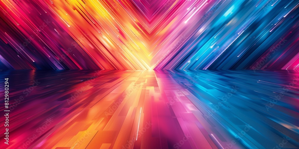 Poster abstract perspective of colorful light trails in motion